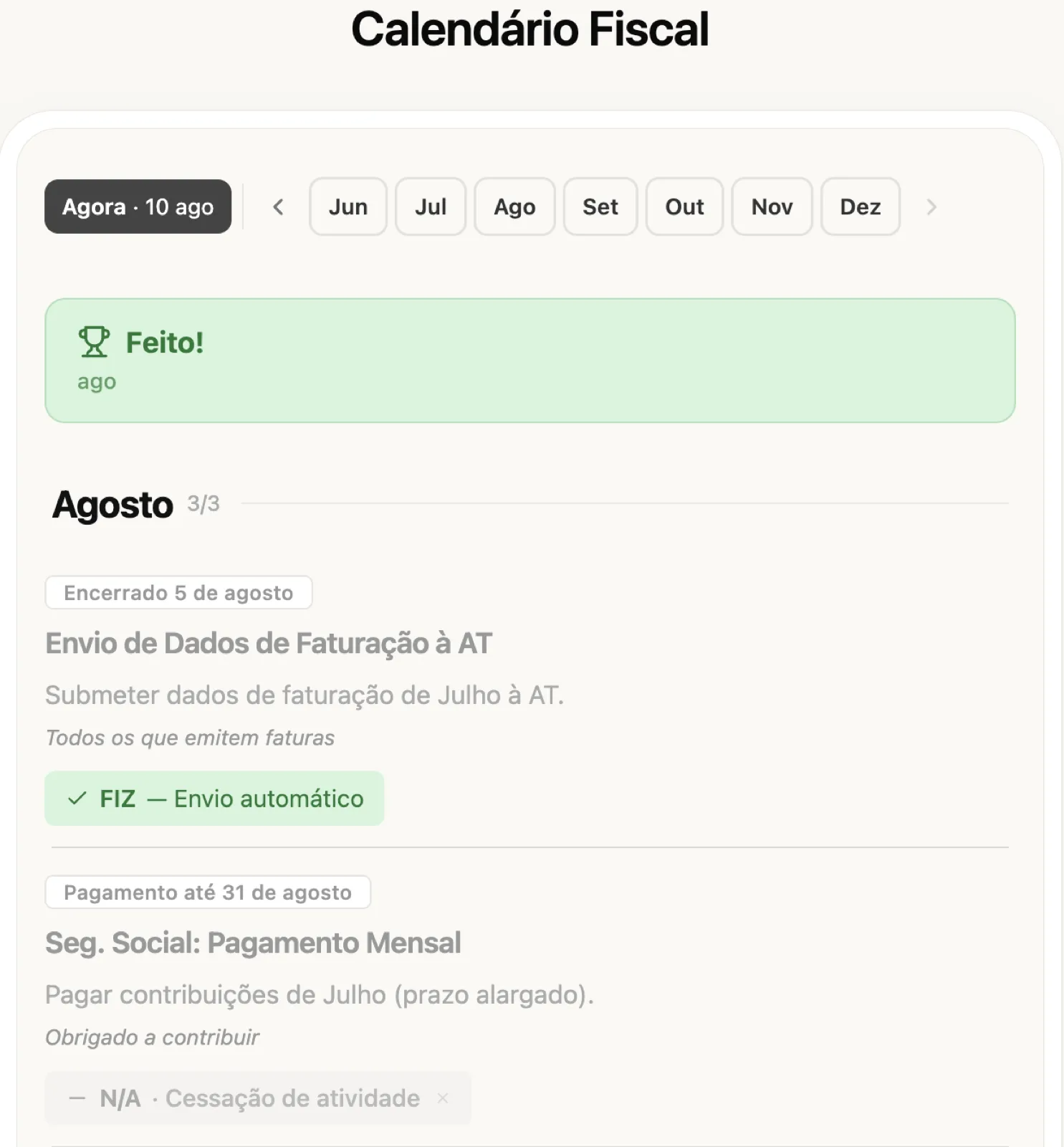 Calendário fiscal no FIZ — prazos de IVA, Segurança Social e IRS
